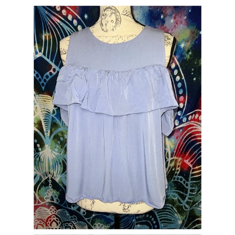 Blue Rain Cold Shoulder Blouse